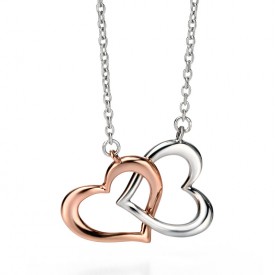 FS rose gold & silver heart necklace 41+5cm