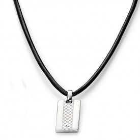 D for diamond Boy's leather dog tag necklace