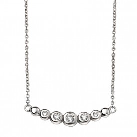 Small CZ curved bar necklace