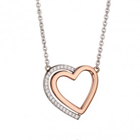  two tone heart necklace with pave shadow