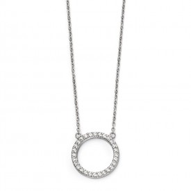 Open disc  pave necklace
