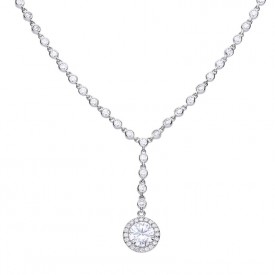 Y-Collier silver with white Diamonfire zirconia and pave setting