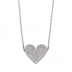 Heart with cz pave necklace
