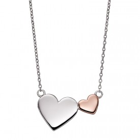 Mixed  metal double heart necklace