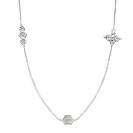 Detailed CZ pave bee  station necklace