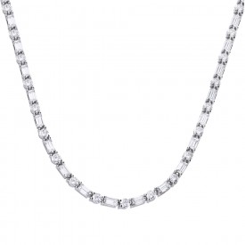 Baguette and round CZ necklace