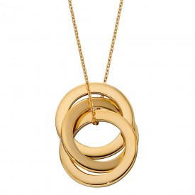 Triple ring engravable gold plated necklace
