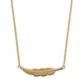 Gold plate feather necklace