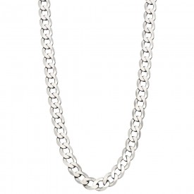 Sterling Silver Diamond cut platinum curb chain necklace 56cm