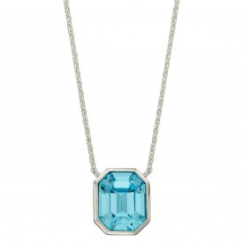 Octagon Necklace -  - Light Blue Crystal