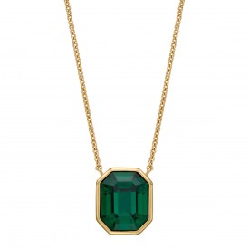 Octagon Necklace -  - Emerald crystal w/ yg plate