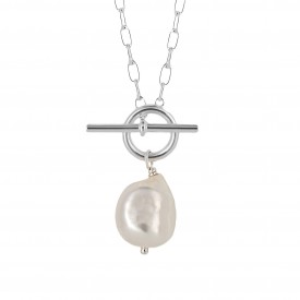 Pearl T-Bar Chain Necklace