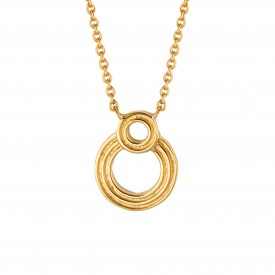 Double Circle ridges Gold Plated Necklace