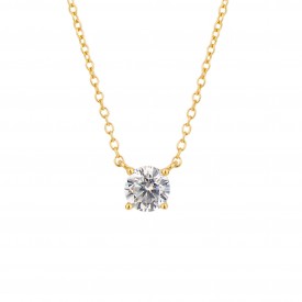 DF CZ Solitaire Gold Plated Necklace