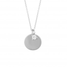 DF CZ Solitaire with Tag Necklace