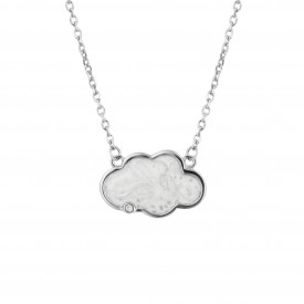 White Pearlised Enamel Cloud Necklace