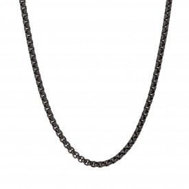 IP Black Plated 61cm Square Rolo Chain Necklace