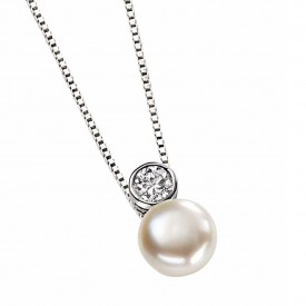 CZ and white pearl slza pendant