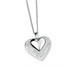 Layered scratch finish and polished heart pendant