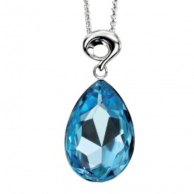Aquamarine swarovski crystal pendant with fancy bale