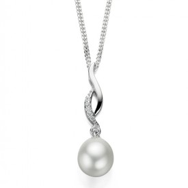 Twisted pendant with pearl and cz