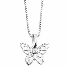 D for diamond Filigree butterfly pendant