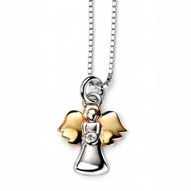 D for diamond Angel pendant with gold plate details