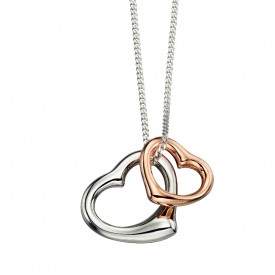 Double heart pendant with rose gold plate