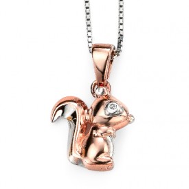 D for Diamond Rose Gold Plated Squirrel Pendant