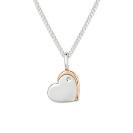  SILVER ROSE GOLD CURVE HEART NECKLACE
