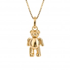 Articulated Teddy Bear Pendant with Yellow Gold Plating