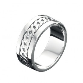 Silver Band With Ribbed Details