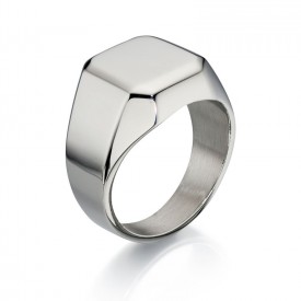 FB stainless steel large plain signet ring