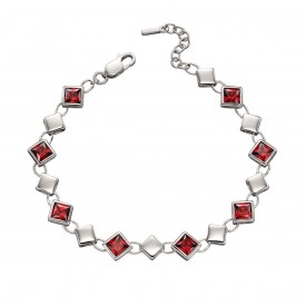  Red Cubic Zirconia Square Bracelet
