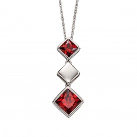 Red Cubic Zirconia Square Necklace