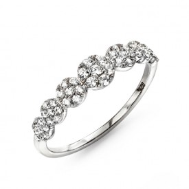 Rhodium plated clear CZ flower ring