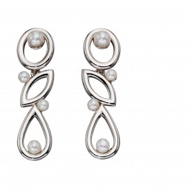 Silver pearl contrast shape earring