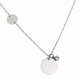 Stainlees Steel Engravable Necklace Disk CZ
