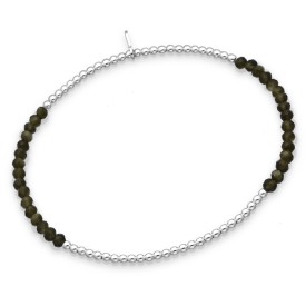 Sterling Silver Elastic Bracelet with Golden Obsidian