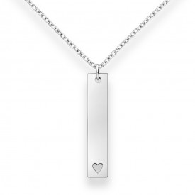 Sterling Silver Engravable Bar with Heart Pendant