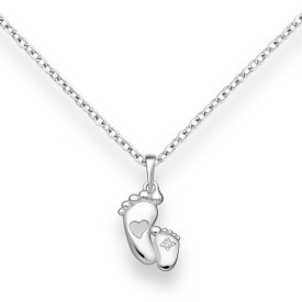 Sterling Silver Foot and Heart Pendant