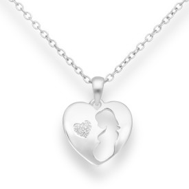 Sterling Silver Heart & Mom Pendant