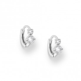 Sterling Silver Hoop Earrings, Decorated with CZ Simulated Diamonds