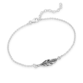 Sterling Silver Oxidized Feather Bracelet