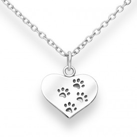 Sterling Silver Oxidized Heart And Paw Pendant