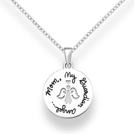 Sterling Silver Oxidized Pendant "Mom, My guardian angel...