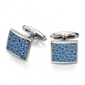 Fred Bennett Blue Leather Textured Square Cufflinks