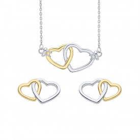 Valentine Interlinking Double Heart Necklace and Earrings Set 