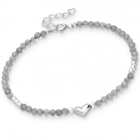 925 Sterling Silver Adjustable Heart Bracelet Labradorit
