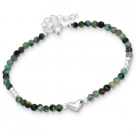  925 Sterling Silver Adjustable Heart Bracelet Turquoise 